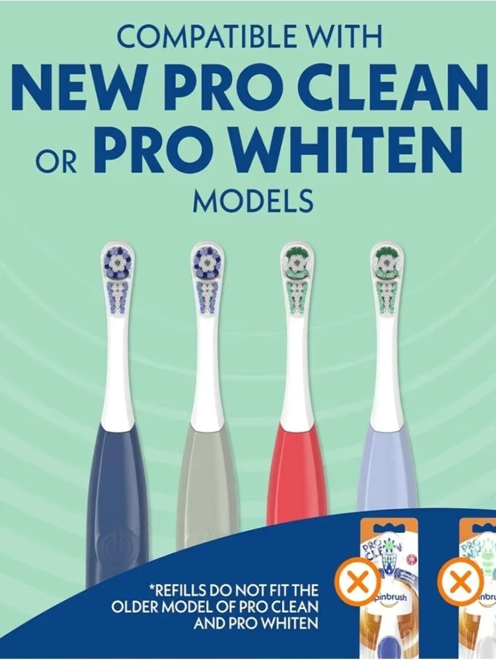 🚨5/$25Spinbrush New Pro Clean Replacement Toothbrush Heads - Soft Bristles